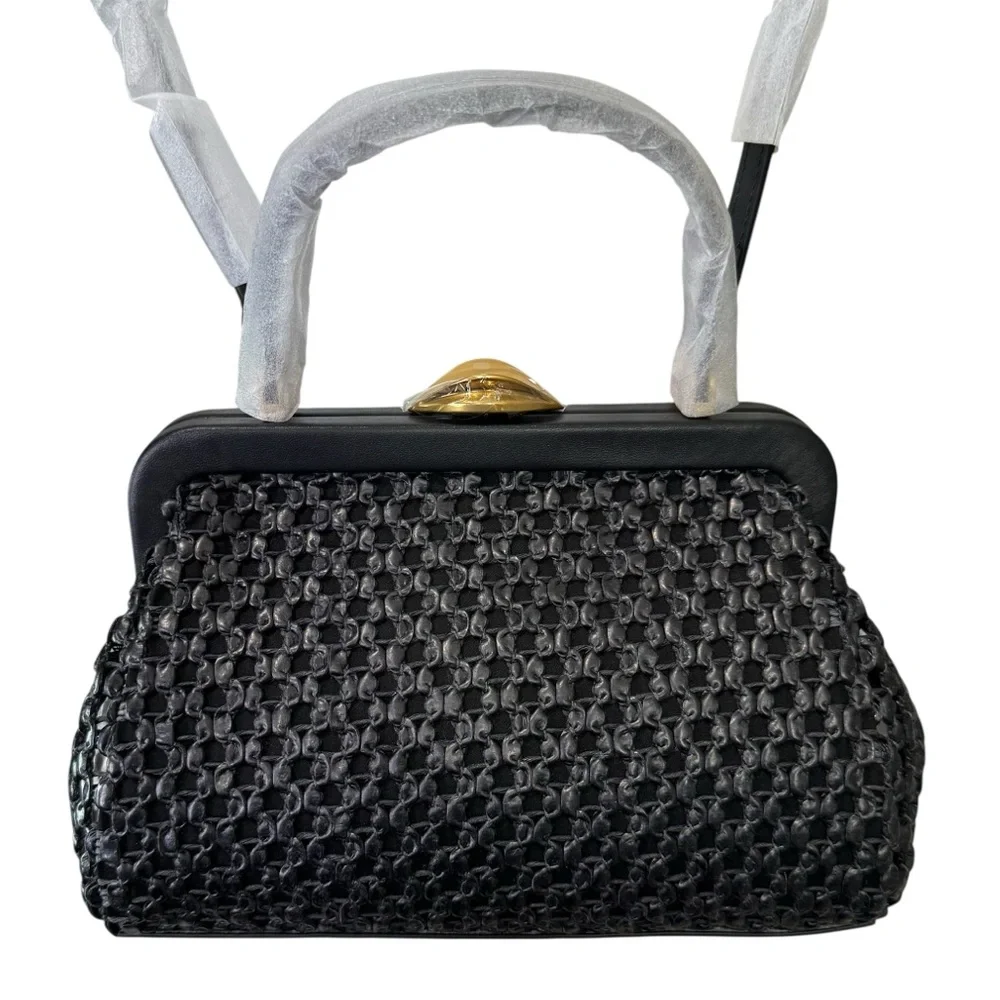 NEW Cult Gaia Zuma Woven Crossbody Bag Black - Picture 4 of 6